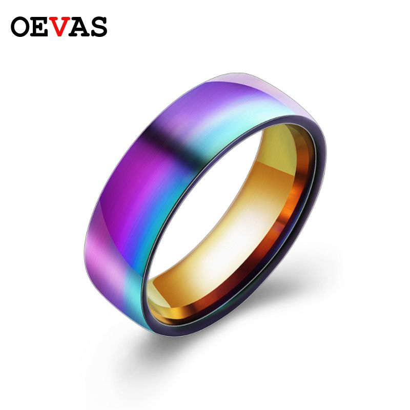 6mm Colorful Titanium Ring For Men Women Wedding Bands Trendy Men Ring Stainless Stell Jewelry Usa Size 6 7 8 9 10 11 12 Anillo