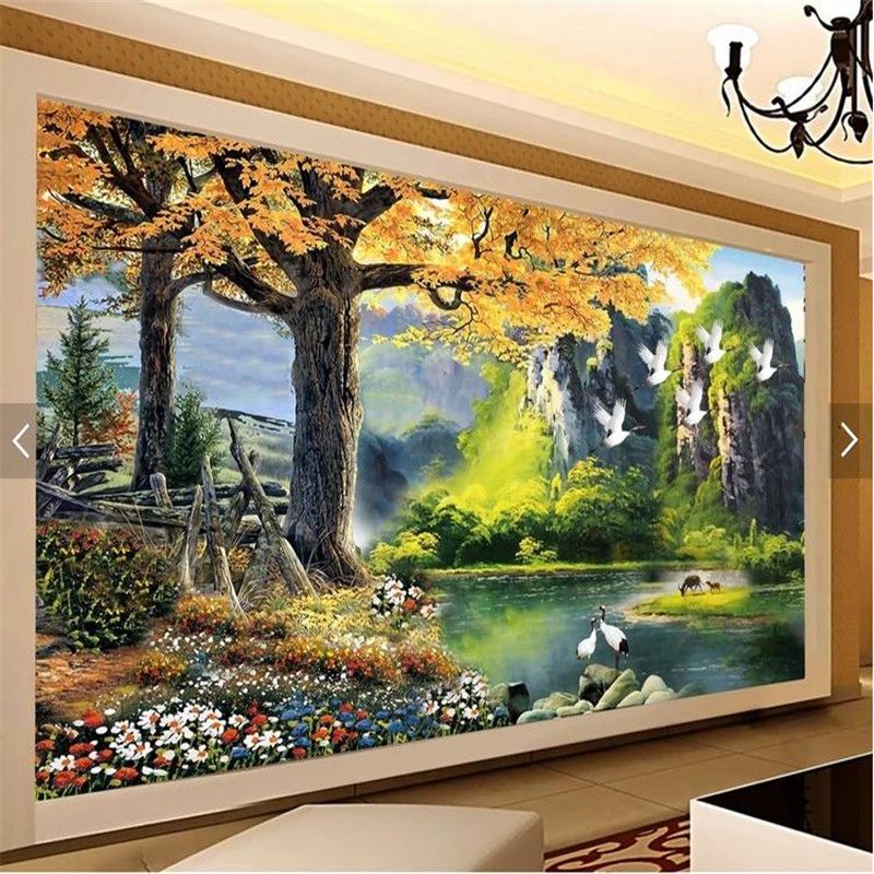 Großhandel Benutzerdefinierte Mural Tapete 3d Großen Baum Wald Natur ... Großhandel Benutzerdefinierte Mural Tapete 3d Großen Baum Wald Natur ...