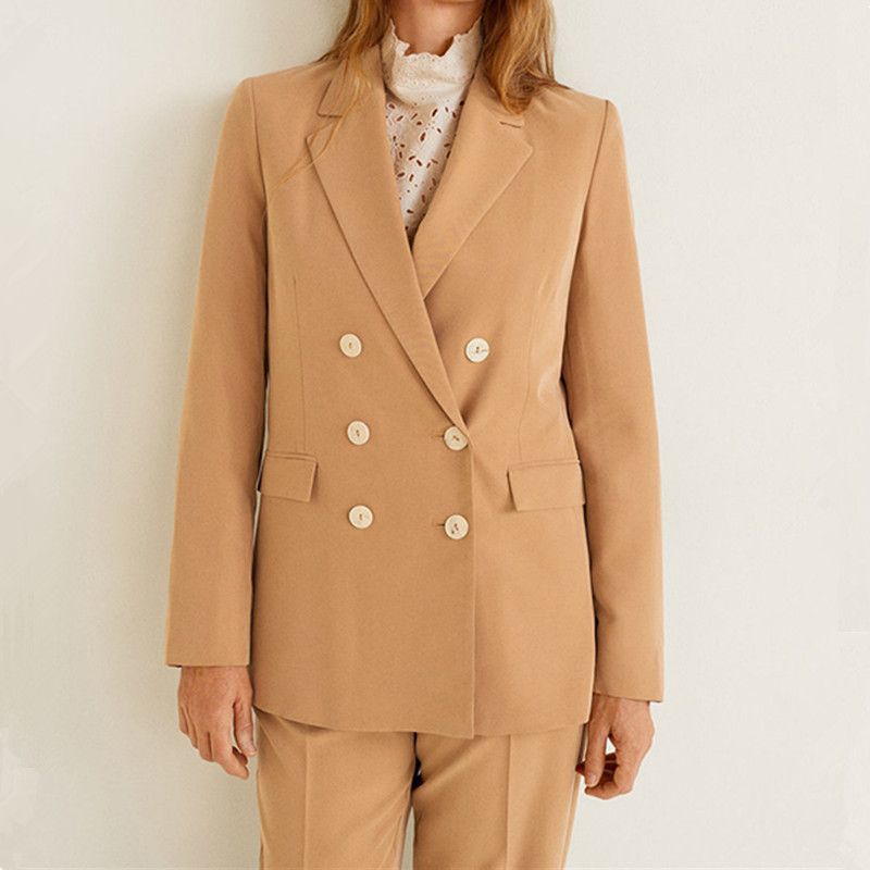 2021 Suit Women'S Suit Khaki Double Breasted Women'S Suit Jacket Pants