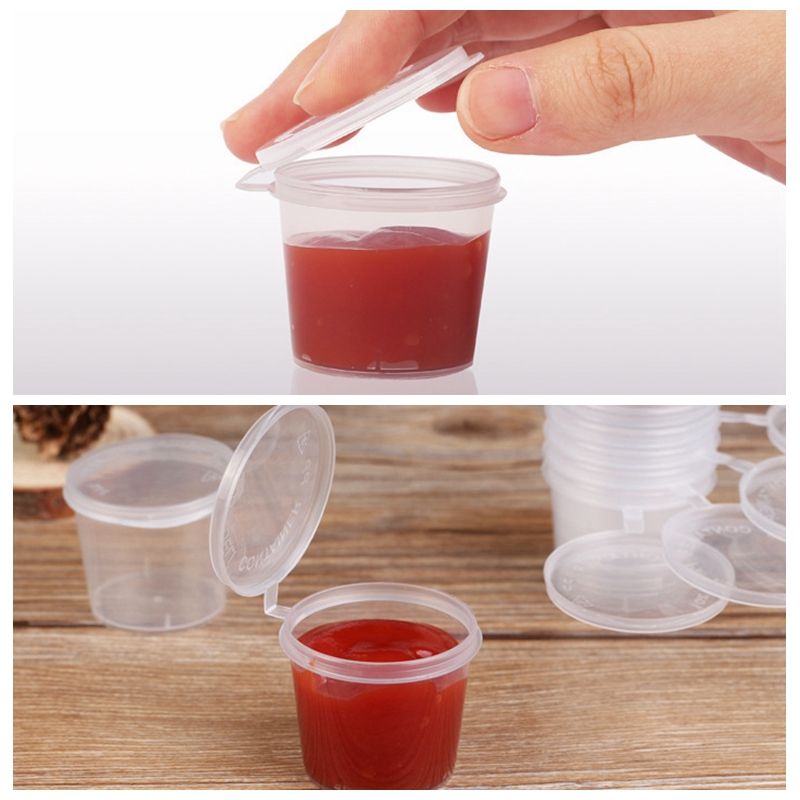 Small Plastic Disposable Sauce Cups Food Storage Containers Clear