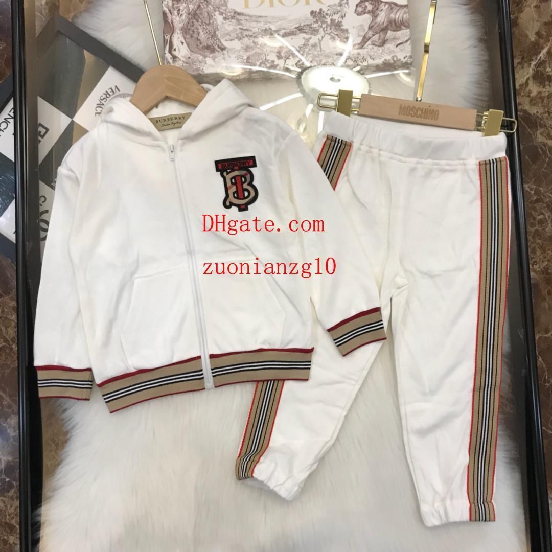 2020 2019 Kids Tracksuit Kids Clothes Boys White Embroidered Zipper ...
