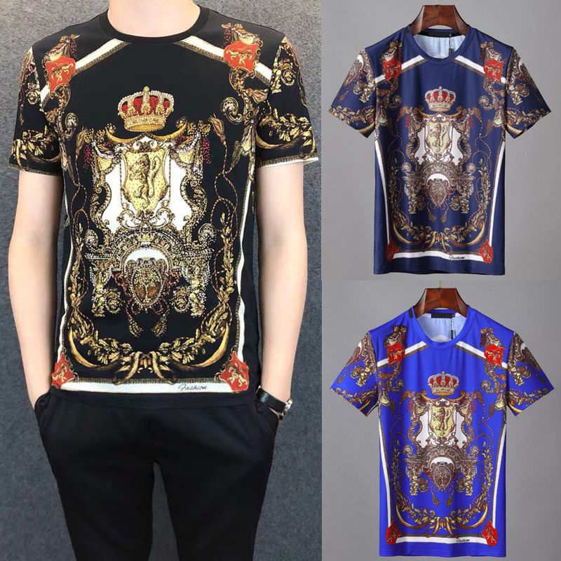 Crown Printed Royal Style Casual T Shirt For Man 2019 Hot Sale Ribbed ...