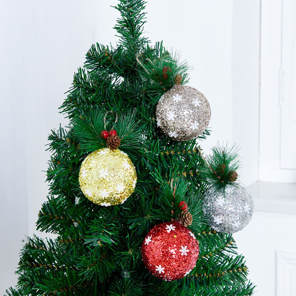 Christmas Tree Hanging Balls 6cm Silvery Gold Snowflake Color