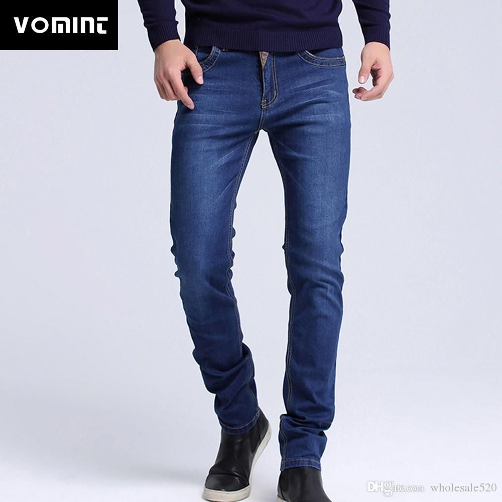 Acquista 2019 Jeans Uomo Nuovo Di Zecca Moda Uomo Casual Slim Fit Dritto Alto Stretch Piedi Jeans Skinny Uomo Nero Vendita Calda Pantaloni Maschili A $58.45