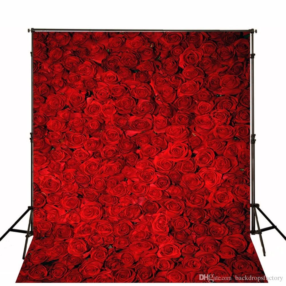 Ordinateur Imprimé 3d Roses Rouges Photo Arrière Plans Fleur Mur Retour Goutte Romantique Saint Valentin Photographie De Mariage Studio Décors