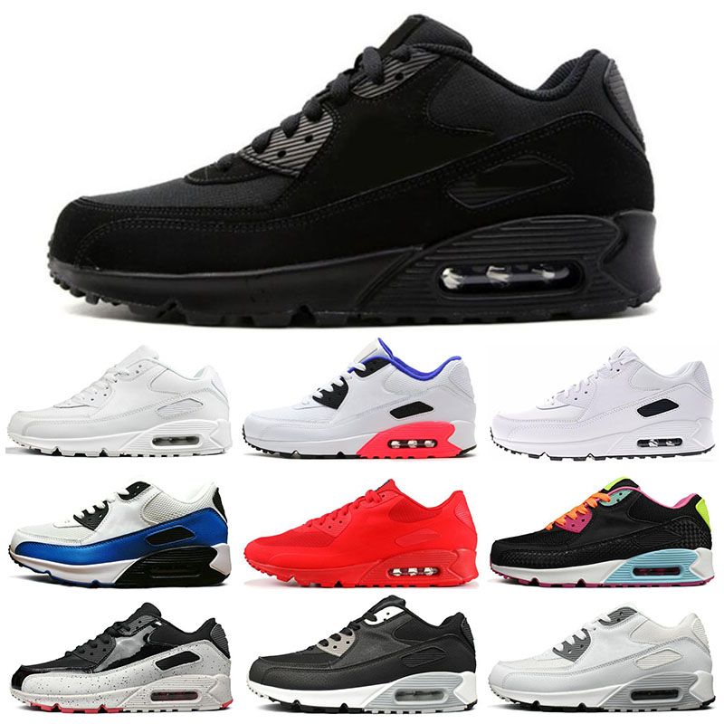 Designer 90 Mens Running Shoes Black Red White Sports Trainer Cushion