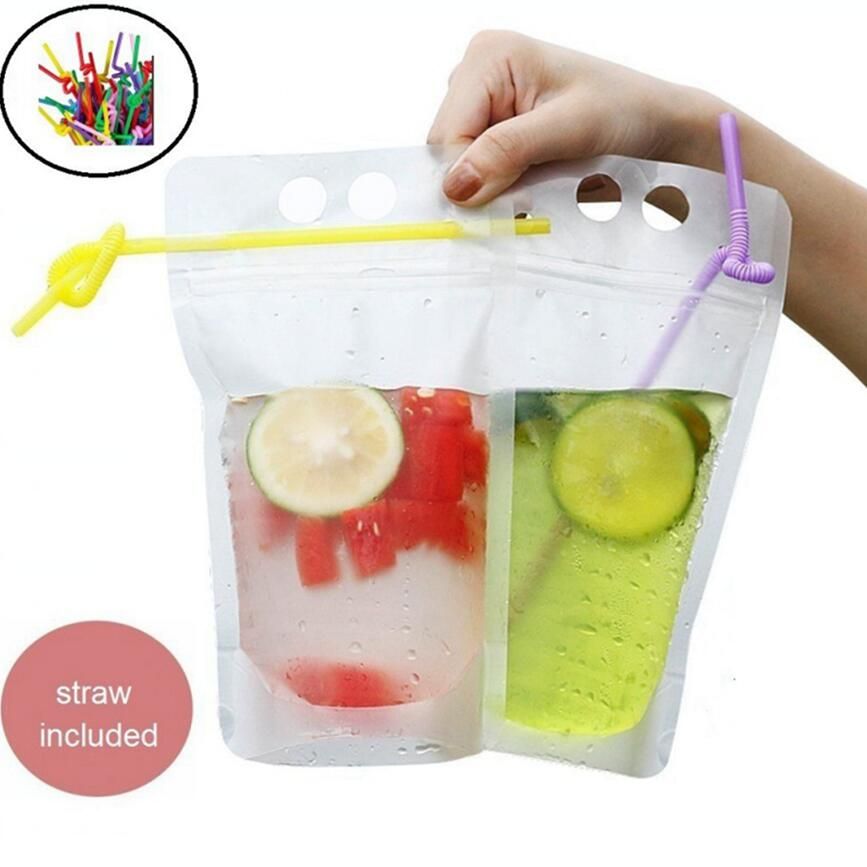 2021 Stand Up Juice Drink Bag 13*22.5cm Beverage Liquid Juice Milk Packaging Bag Clear Seal