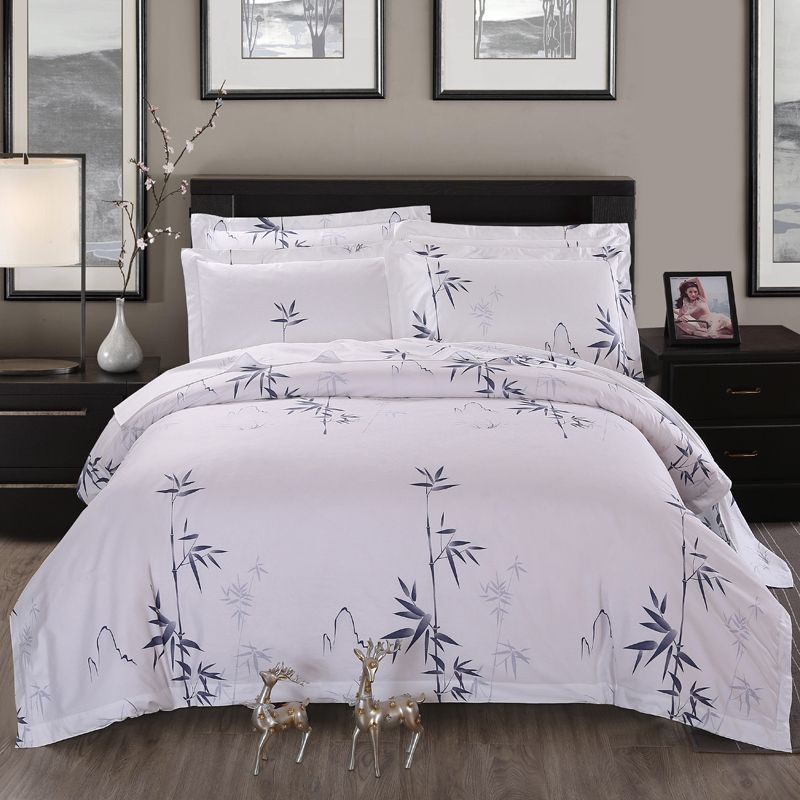 100 Cotton White Hotel Print Bedding Sets Twin Queen King Size