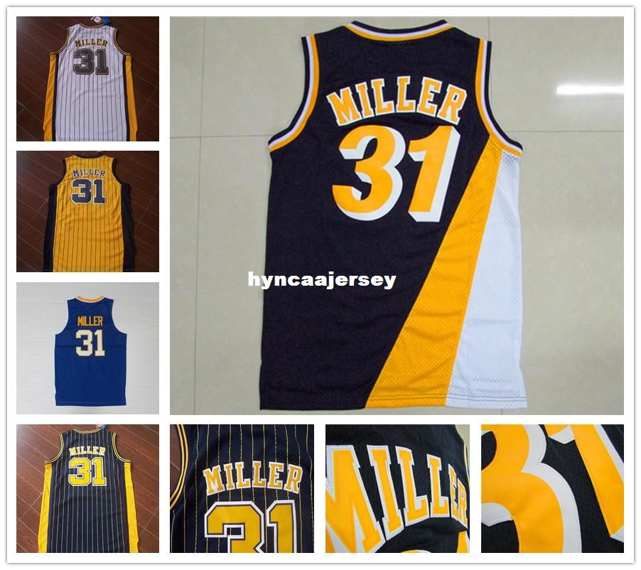 2019 Men'S Basketball Jersey Blue Black Yellow 31 Miller Jerseys Mesh