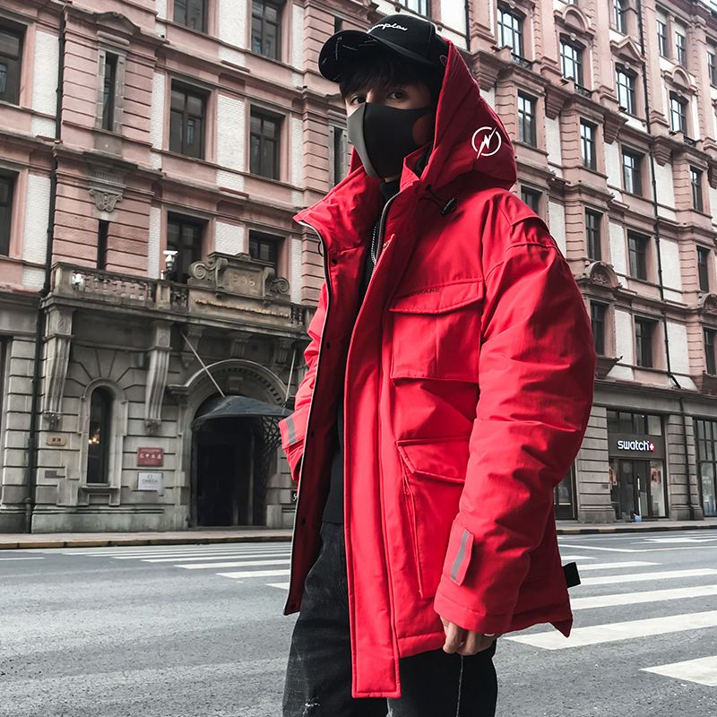 Winter Männer Parka Jacke Mantel Männlich 3 mt Licht Dicke Baumwolle gefütterte Jacke Hohe Qualität Parka Mantel Männliche Mode Mode Mäntel Hip Hop Dicke Windjacke Feder Druck Mit Kapuze Männer Kleidung 2018 Neue Jacken und Mäntel Parka Herren Winter Baumwolle US Größe