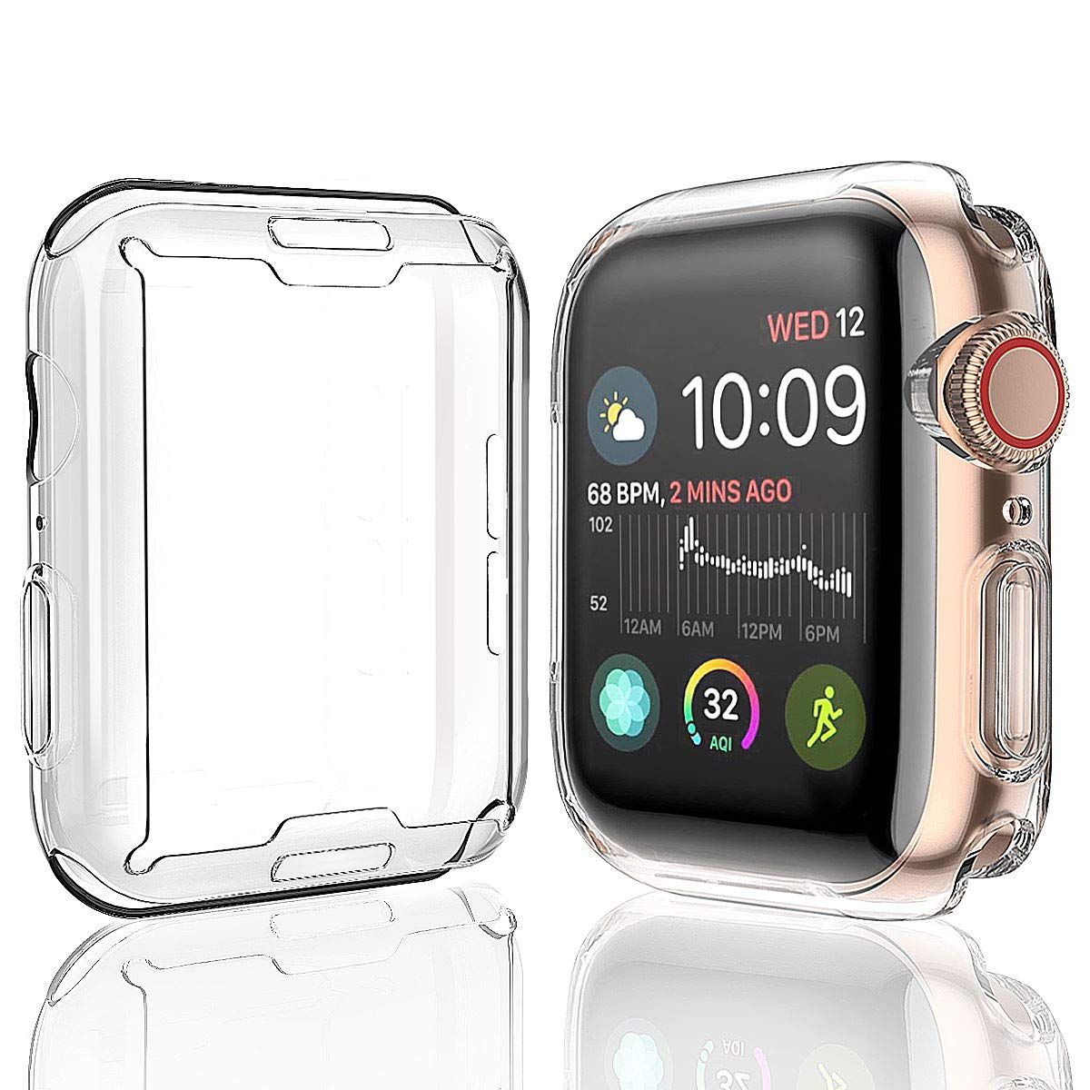 Clear TPU Case For Apple Watch 40mm 44mm Transparent 360 Degree All