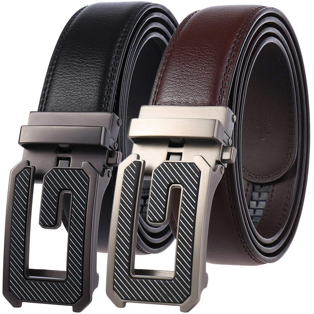 2019 Top quality Mens Belt Genuine Leather Belt Auto Buckle Waist Size 30/"-45/"