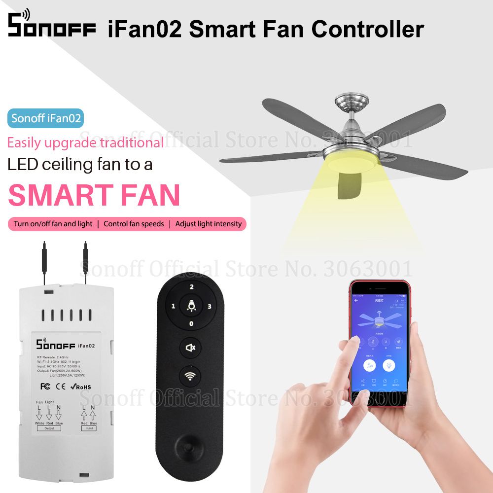 Sonoff Ifan02 Fan Smart Switch Convert To Wifi Control Adjust Speed Dimmer Controller Works With Alexa Google Home