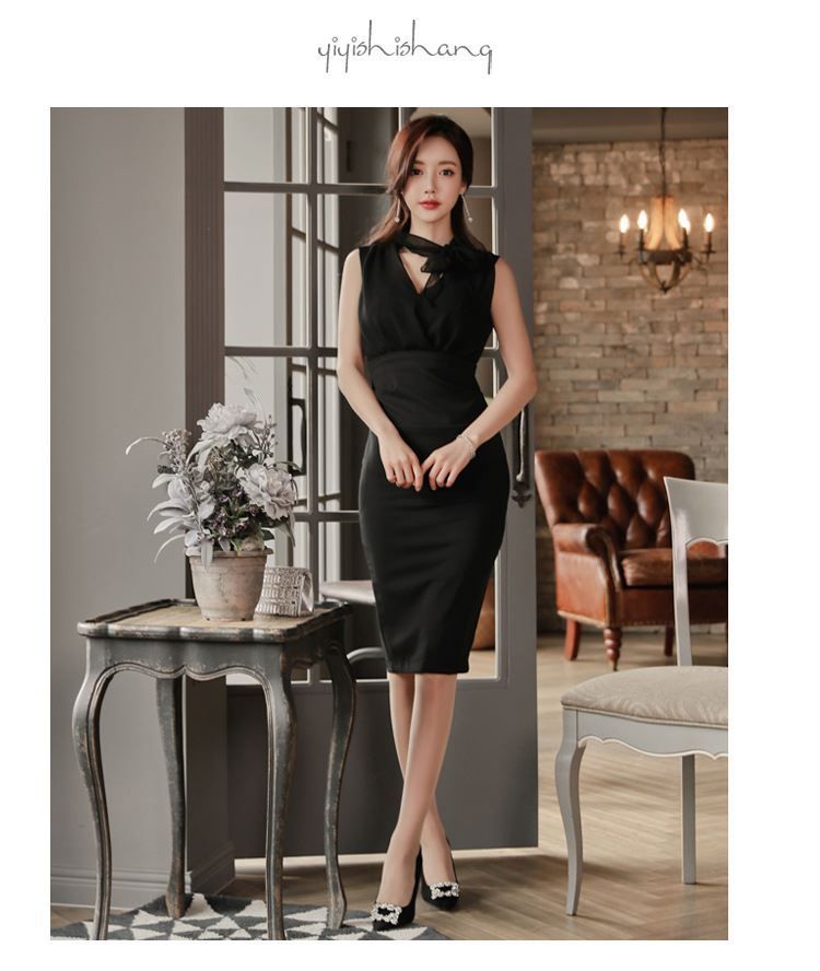 Black Bow Chiffon Dress
