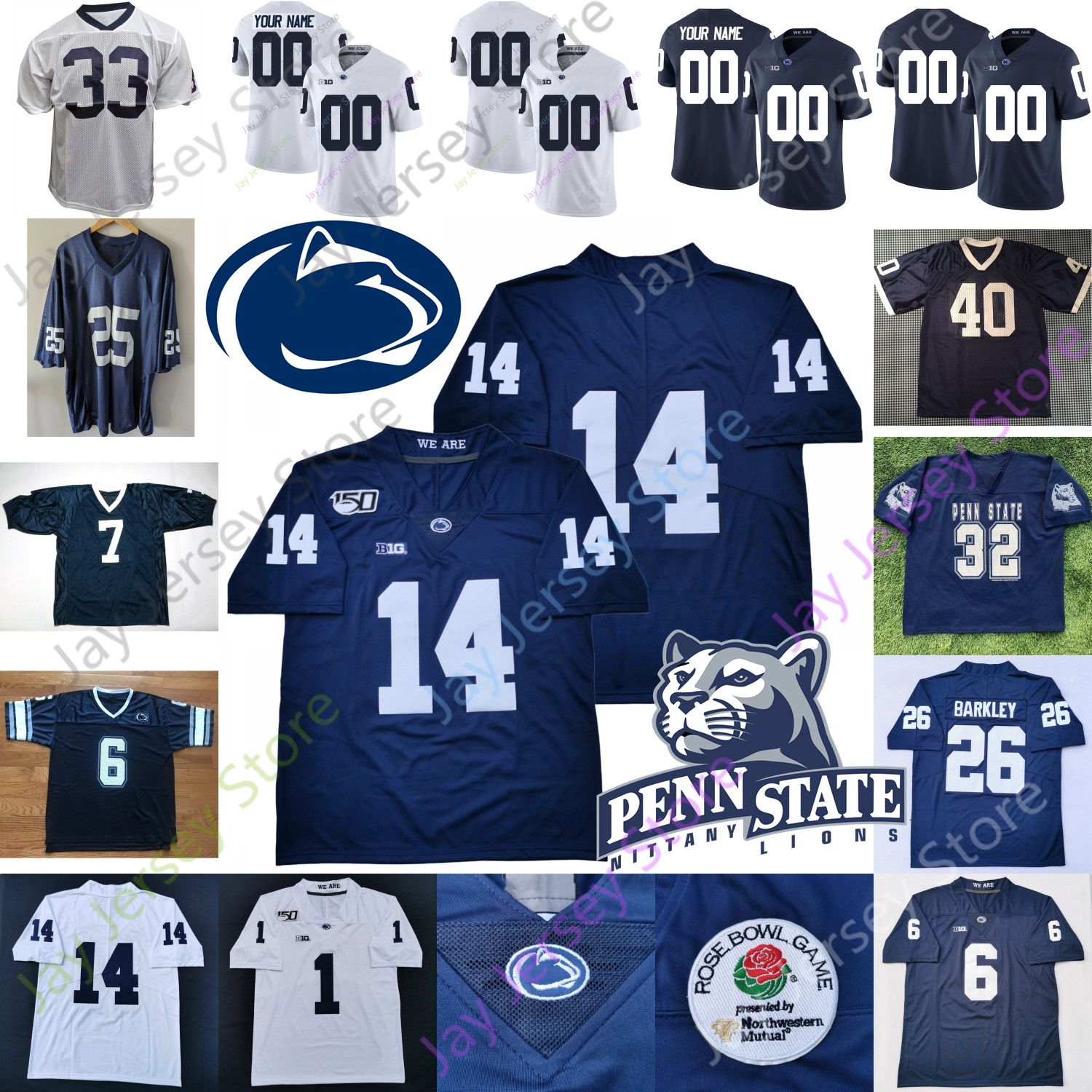 2021 Custom 2020 PSU Penn State Football Jersey NCAA Collge Sean