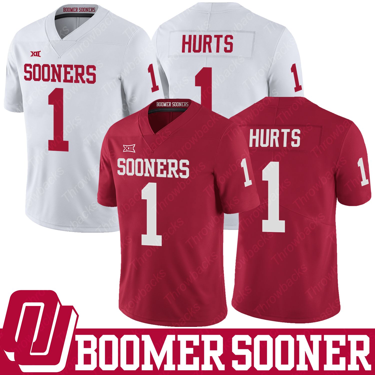 2020 1 Jalen Hurts Oklahoma Sooners Jersey NCAA College Football