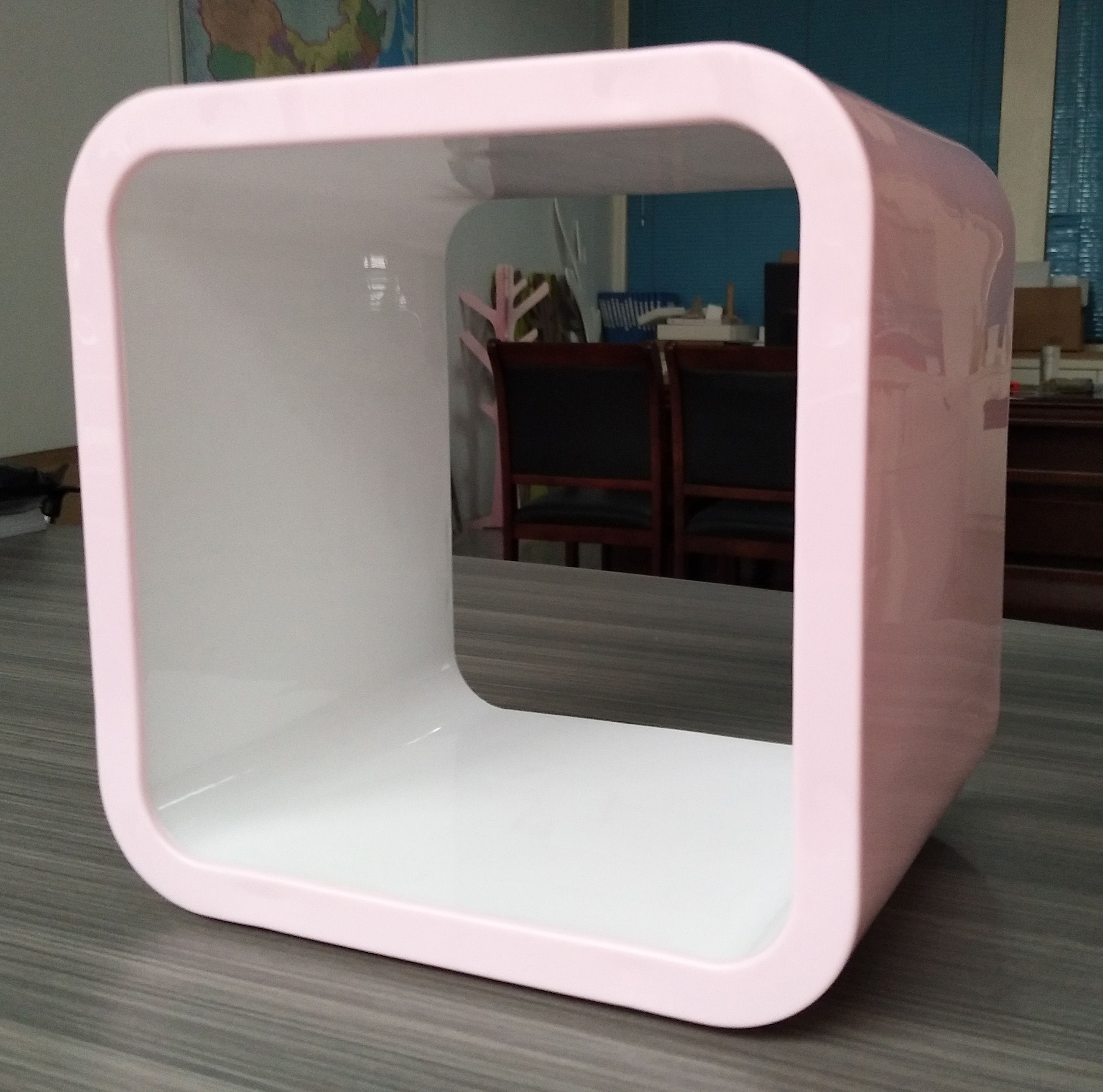Free Cube Floating Shelves Wall Shelf Plastic For Home Decoration Pink With White Colour Size 26x26x20cm