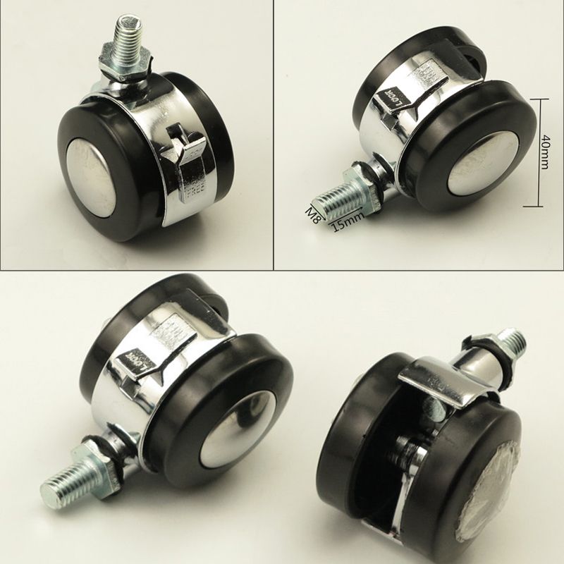 4pcs Black Alloy Universal Silent Swivel Casters With M8 Wheels For Furniture 1 5inch Office Chair Sofa Brake Caster