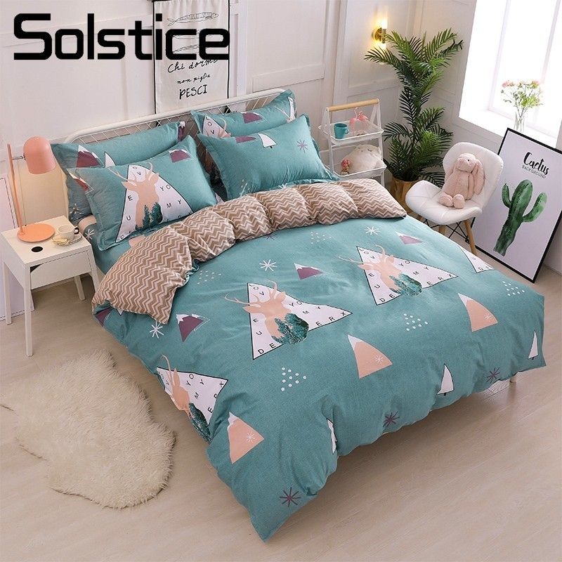 Solstice Home Textile Deer Elk Duvet Quilt Cover Pillowcase Bed Solstice Home Textile Deer Elk Duvet Quilt Cover Pillowcase Bed Sheet 100 Cotton Bedding Sets Boy Girl Kid Teen Linen King Twin White Queen