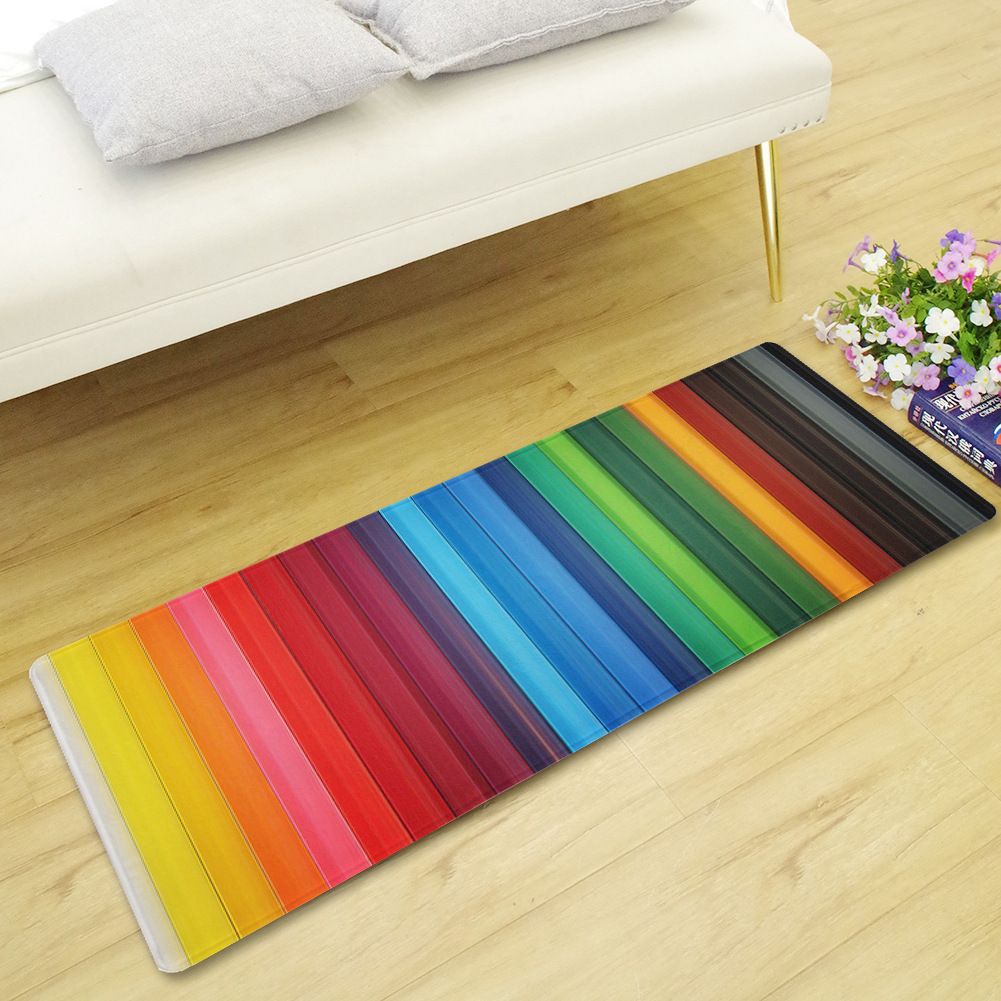 Rainbow Strip Floor Mat Decoration Living Room Rug Non Slip