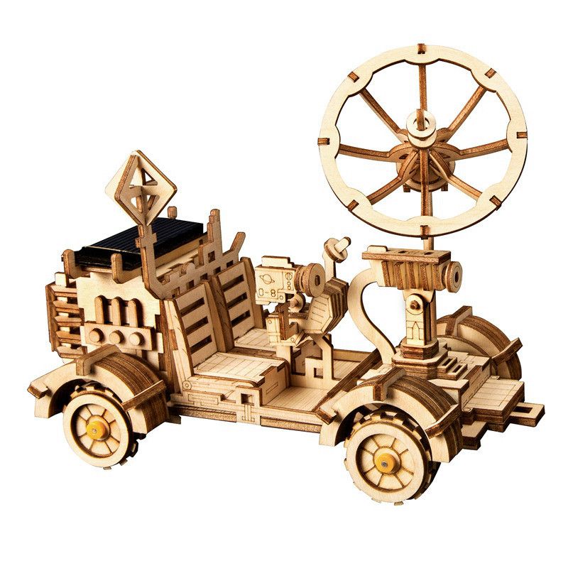 Aosst Moveable Moon Buggy Solar Energy Toy 3d Diy Laser Cutting Wooden Model Building Kits Gift For Children Adult Ls401