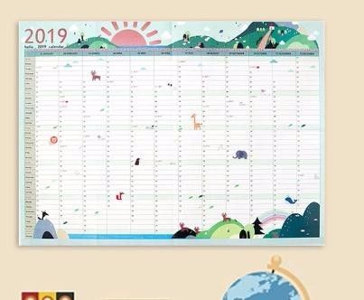2019 paper wall calendar office school daily planner notes large