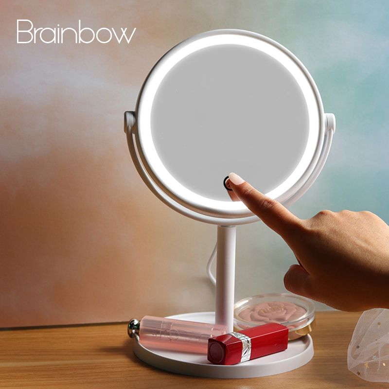 Brainbow White Rotate Makeup Mirror Light Led Cosmetic With Touch Dimmer Switch Usb Battery Operated Stand Table