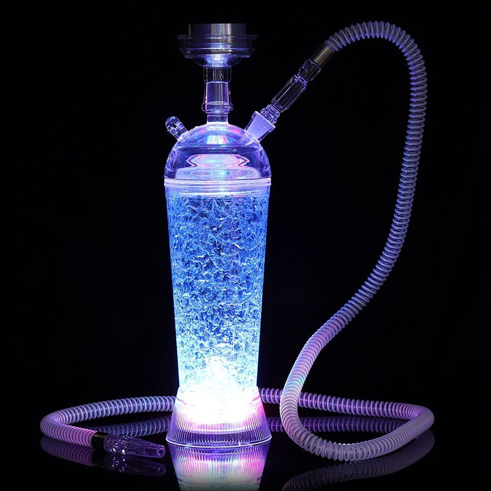 2021 Acrylic LED Light Hookah Cup Set Shisha Pipe With Hose Stainless