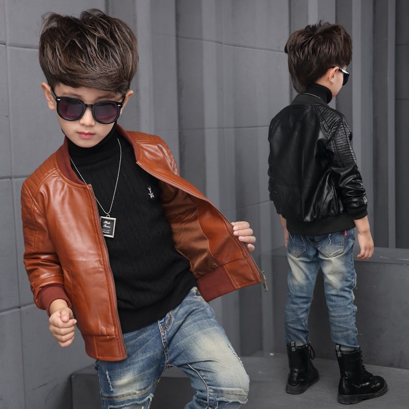 Baby Boy Leather Jacket Boys Coat Black And Brown Color Children ...