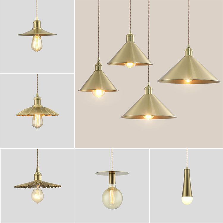 Nordic Minimalist Brass Pendant Lamp Vintage Design Metal Lighting Nordic Minimalist Brass Pendant Lamp Vintage Design Metal Lighting Industrial Creative Single Ceiling Light Deco Fixture Copper