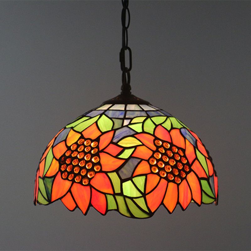 12 Inch Sunflower Flower Hanging Lights Creative Restaurant Entrance Aisle Garden Pendant Lamp Dining Room Pendent Lights