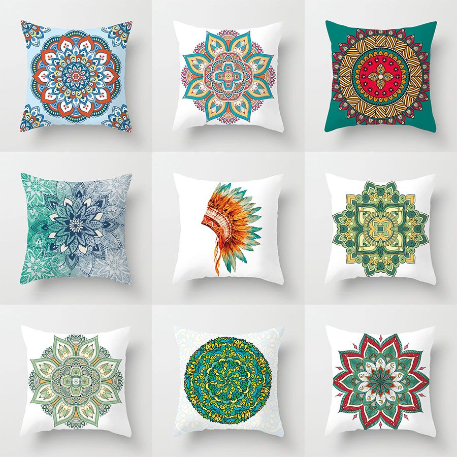 Mandala Flower Cushion Covers Proud To Be An Indian Elephant Modern Decor Pillow Cases 44x44cm Sofa Chair Decoration