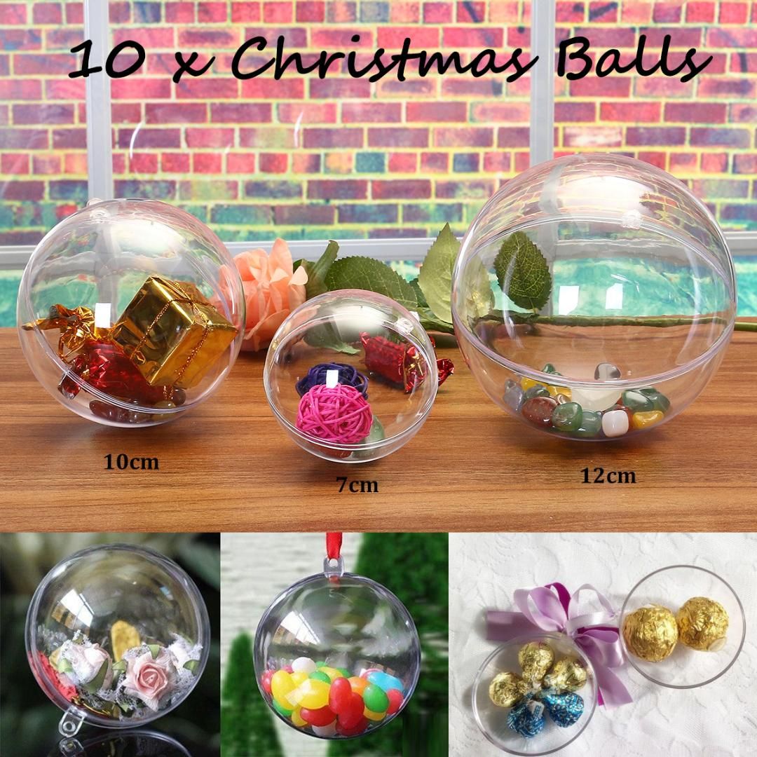 10x 571012 15cm Décorations De Noël Boule Transparent Peut Ouvrir En Plastique De Noël Effacer Babiole Ornement Cadeau Présenter Le Nouvel An