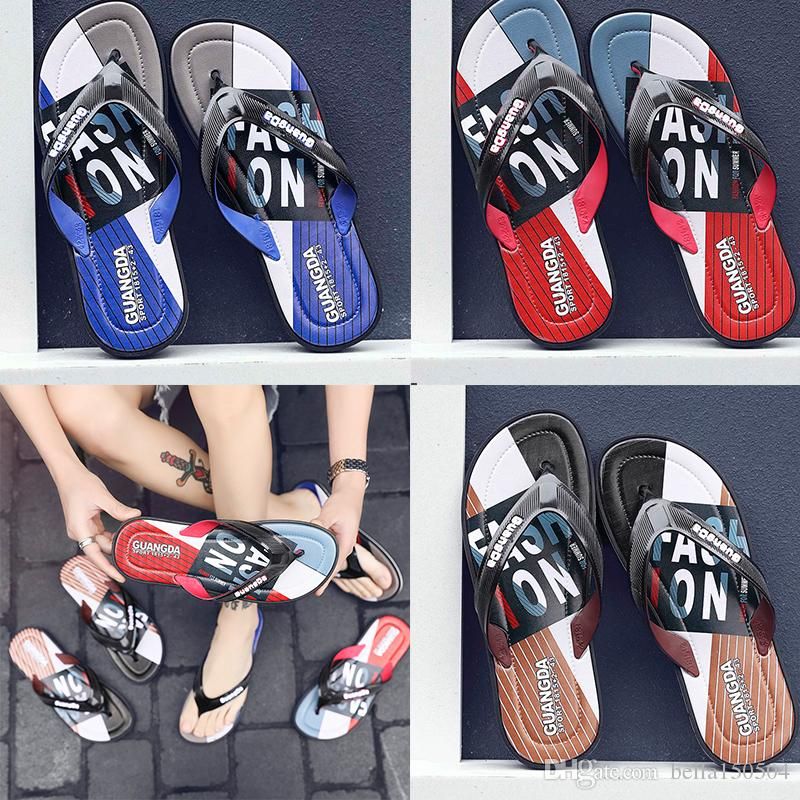 Black Rubber Slide Designers Sandal Slippers Blue Red Black Stripe ...
