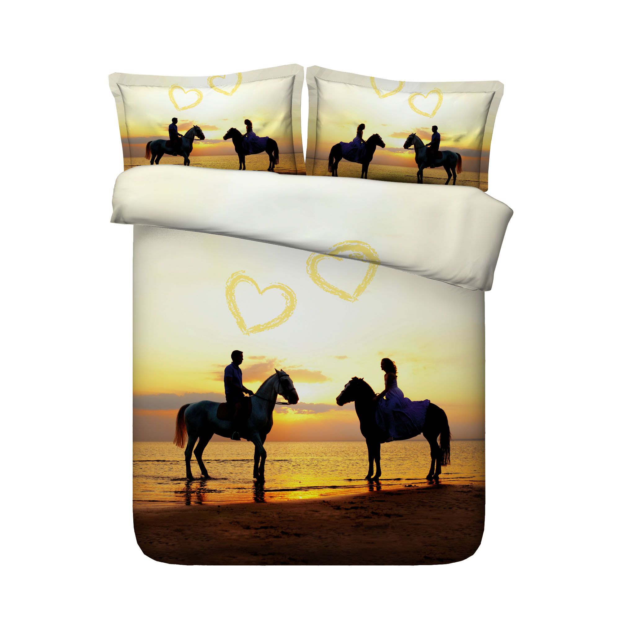 Ocean Orange Duvet Cover Set Love Heart Kids Teen Girls Women