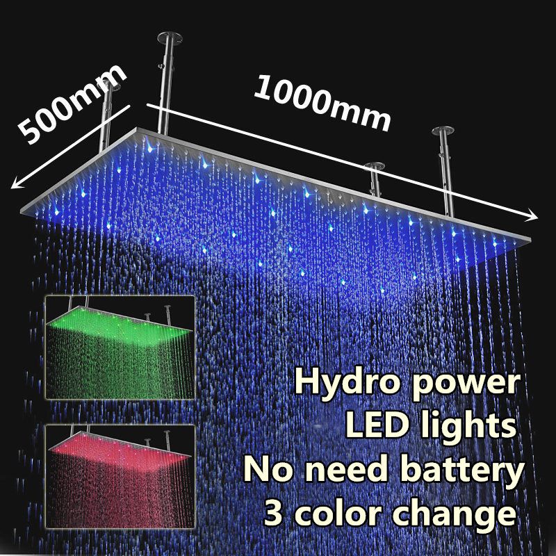 2021 Rectangular Big Size Shower Head 500*1000mm 304 Sus Brushed Change