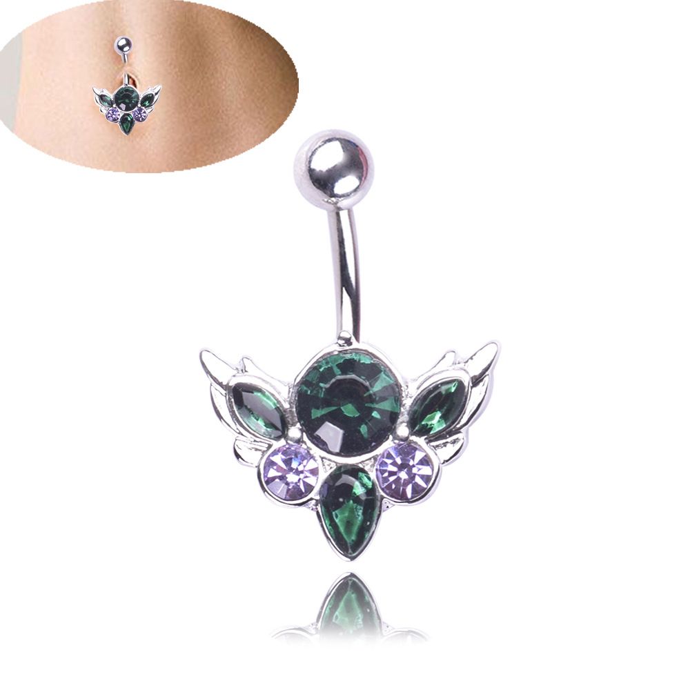 5 Couleurs Disponibles Piercing nombril acier inversé fleur pendant long