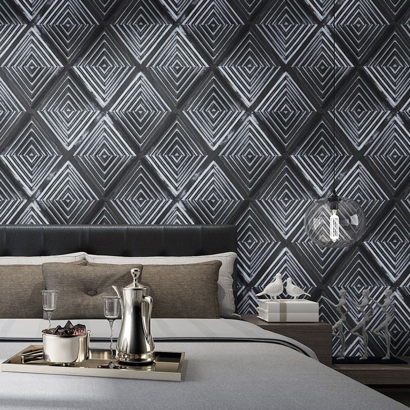 Black 3d Lattice Wallpaper Home Living Room Decor Yellow Bedroom Dining Background Soft Wrapped Wall Paper