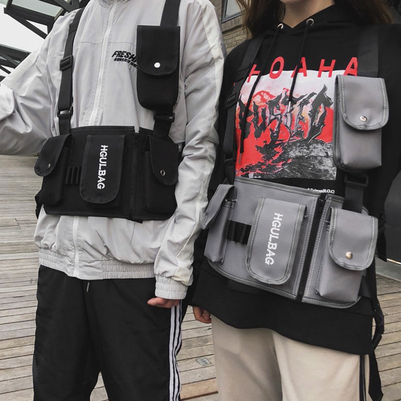 Men Chest Rig Bag Women Hip Hop Shoulder Crossbody Man Tactical Vest Chest Black Streetwear Bags ...