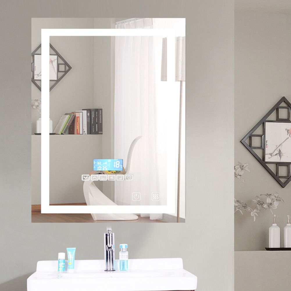 1pc Modern Design 23w Led Light Tempered Glass Bathroom Mounted Wall Mirror Illuminated Backlit With Touch On Makeup