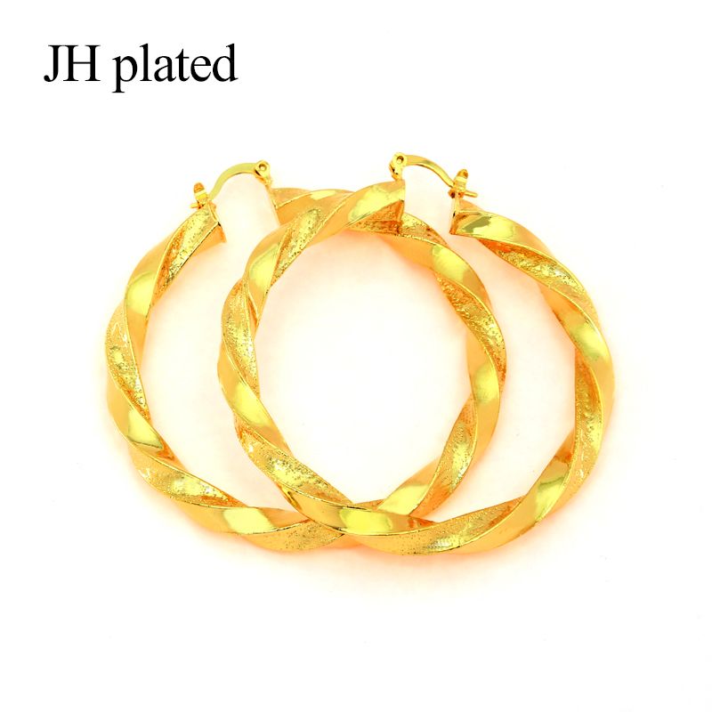 Jhplated Bijoux Cadeau Afrique Mariage Rotation Forme D Onde Grandes Boucles D Oreilles Pour Les Femmes Cadeaux De Fête Bijoux Moyen Orient Mariage