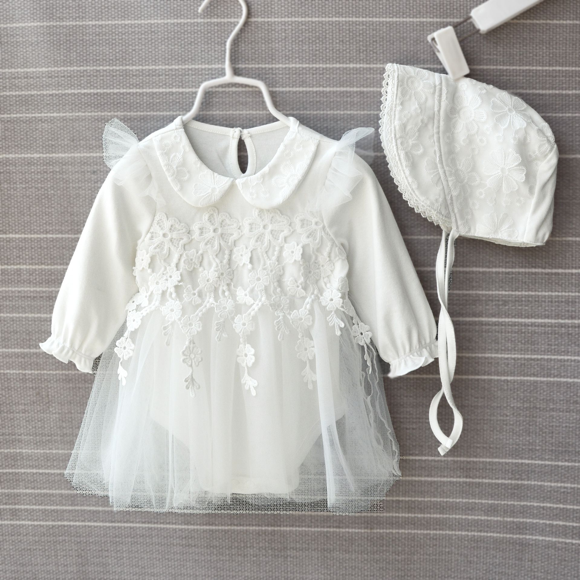 Infant Baby Girl Off Shoulder Floral Ruffle Tops 3D Flower Applique Tulle Skirt