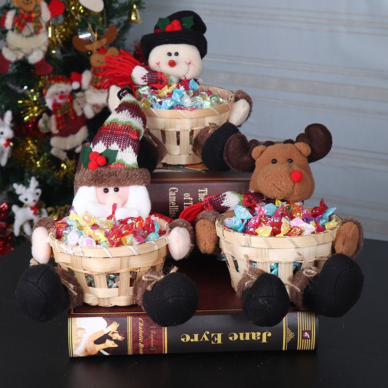 Diy Christmas Basket Gift New Year Candy Tray Xmas Storage Decoration