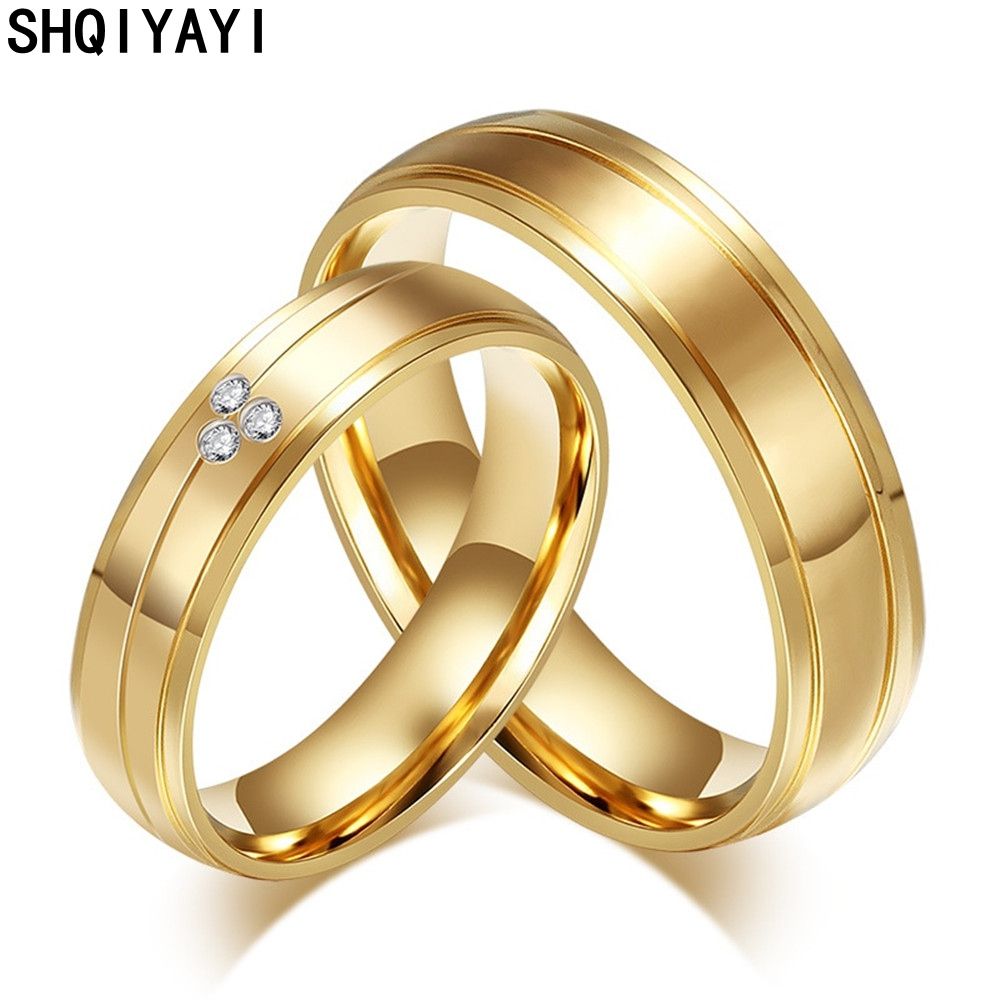 2019 Shqiyayi Classic Wedding Rings For Women Men Gold Color Elegant