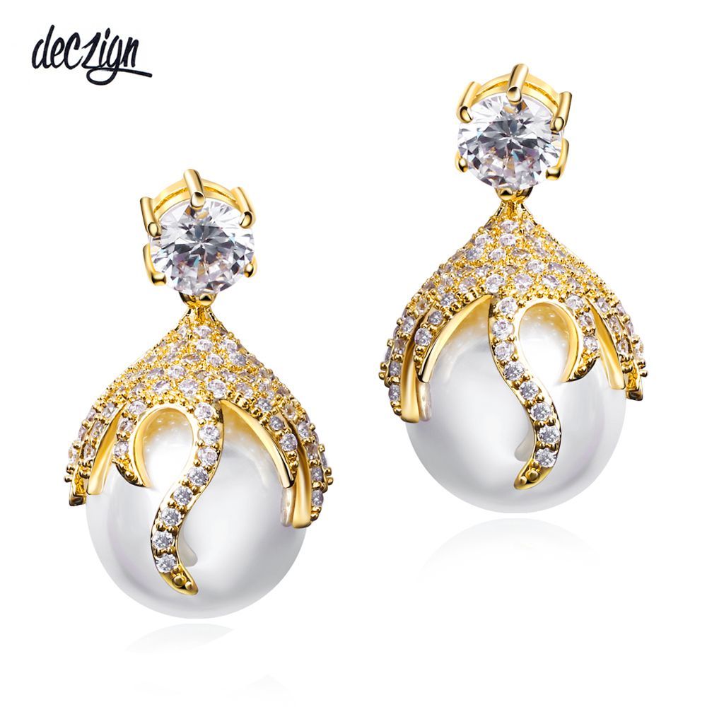 Fashion Femmes plaqué or Clear AAA Zircone Cubique Zircone Cubique Boucles d/'oreilles pendantes bijoux