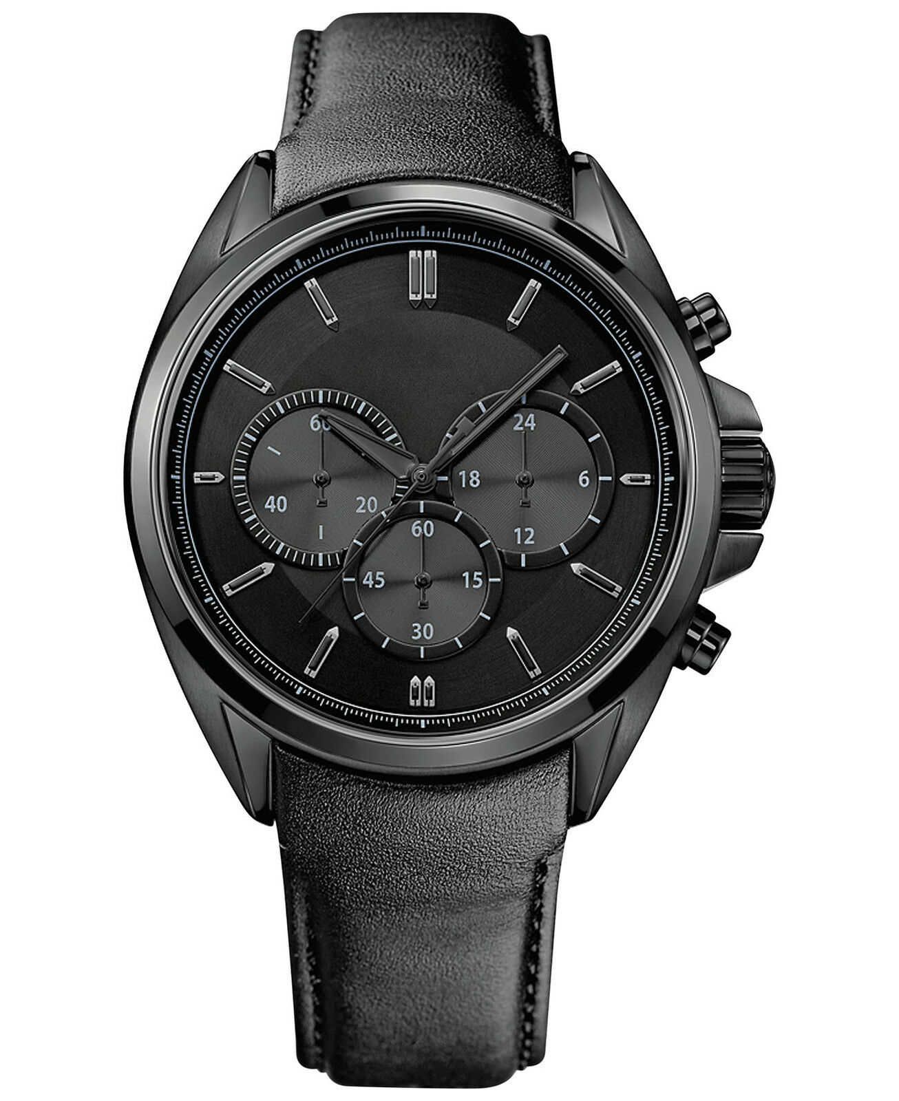 New Men'S Watch 1513061 Black Dial And Leather Strap Chronograph Watch ...