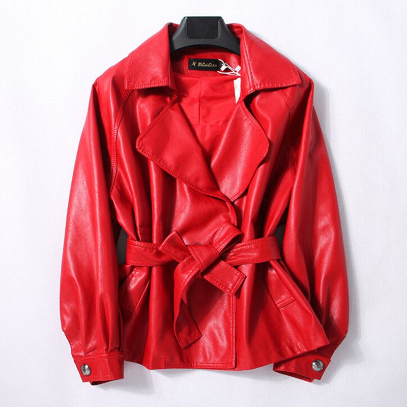 Leather Jacket Women 100 Sheepskin Coat Autumn 2018 New Plus Size Vintage Red Black Female Jackets Lady Genuine