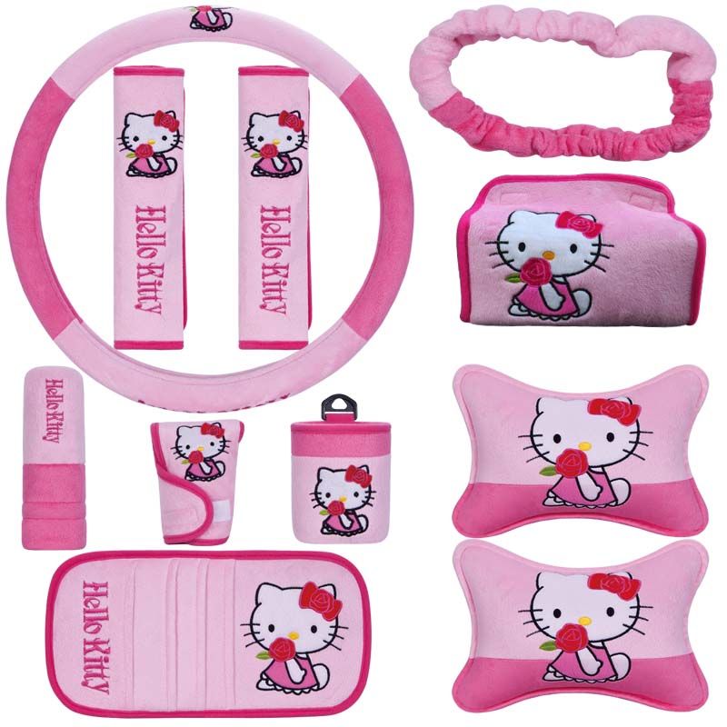 Hello Kitty Pink Automotive Interior Cartoon Cat Car Covers Neck