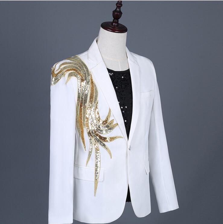 2020 Sequins Blazer Men Applique Suits Designs Jacket Mens Stage