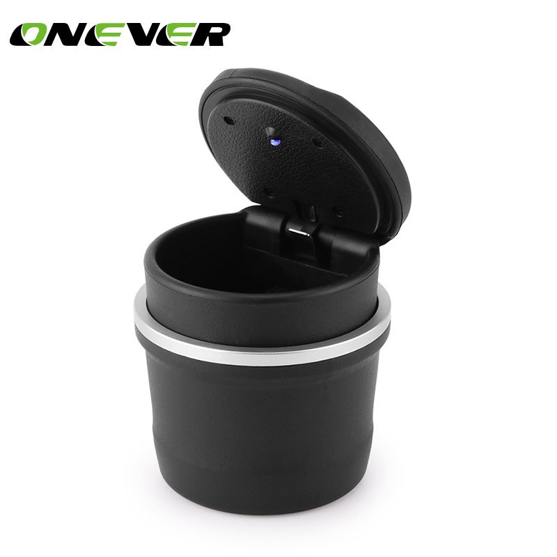 Schwarz Portable LED Aschenbecher f/ür Auto Schwarz Aschenbecher mit Deckel Zylinder Zigarette Aschenbecher mit abnehmbarer Aufbewahrungsbox